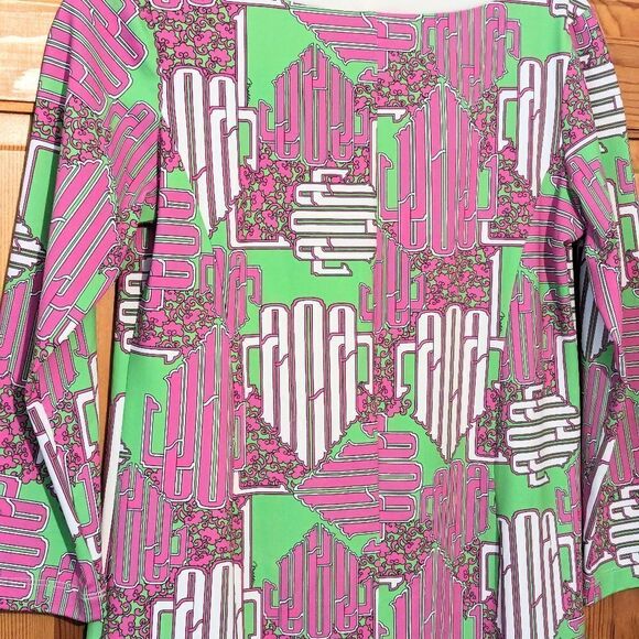 Tunic Dress Pink Green Sleeveless XS Resort Wear - Picture 9 of 10